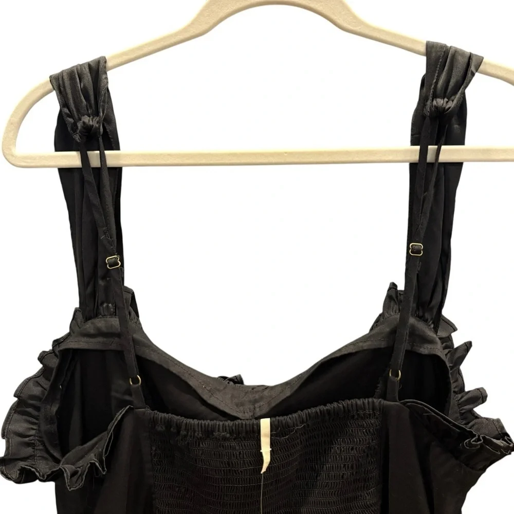 Free People NWT Black Sweetheart Neck Midnight Magic Fit & Flare Dress Size L - Picture 6 of 7
